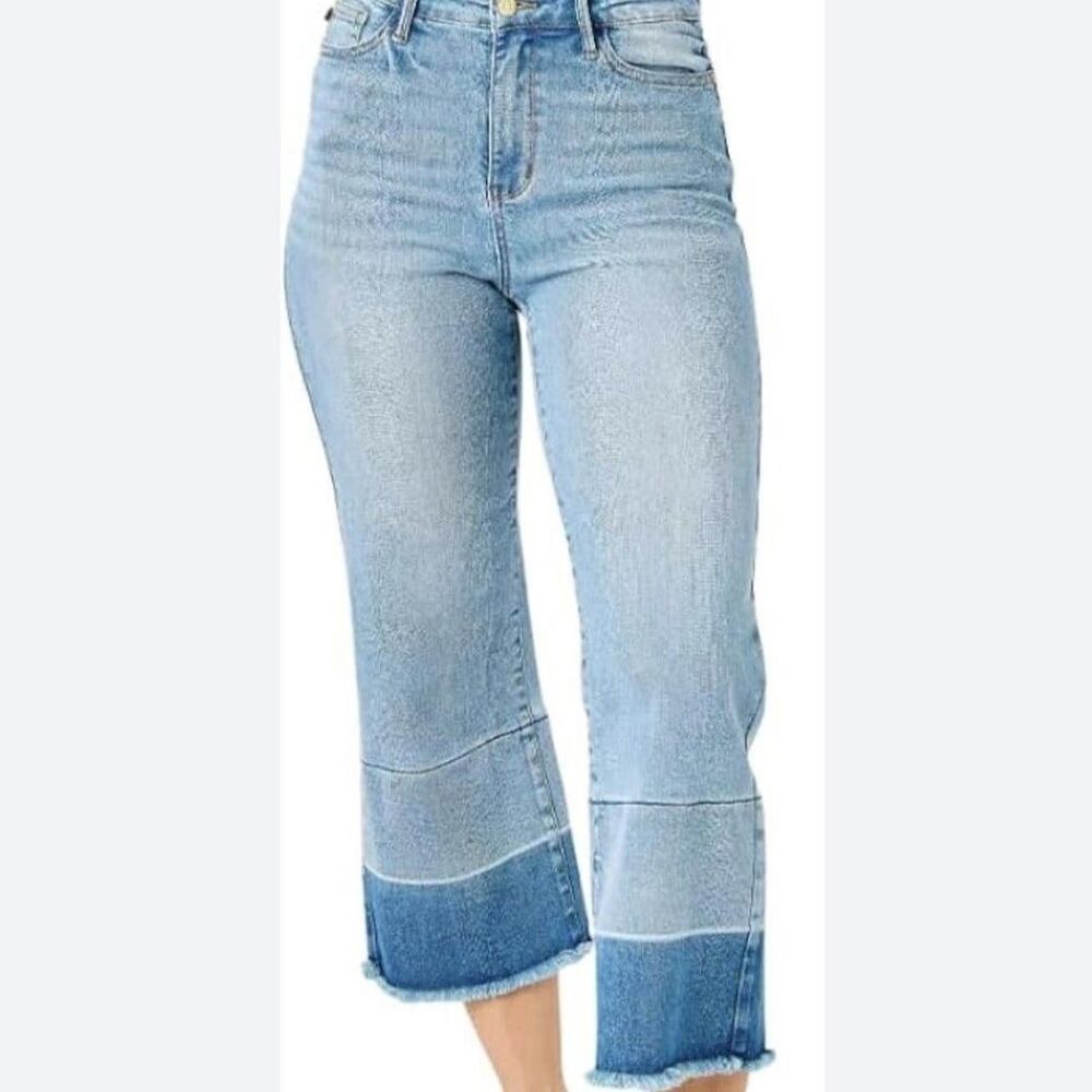 Judy Blue High Rise Cropped Kick Flare Jeans Women's Size 31 Stretch Jeans